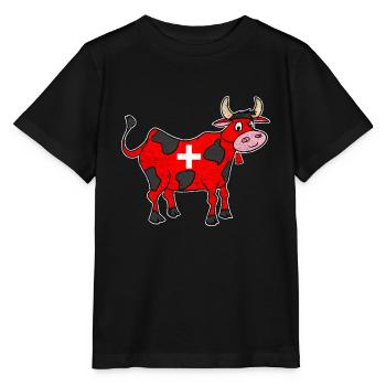 Swiss Cow Cross Cute Gift - Stanley/Stella MINI CREATOR Kids’ T-Shirt - black - Front - Mikhail (115cm)