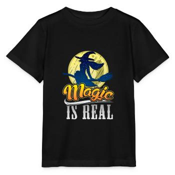 Hexe auf Besen - Stanley/Stella Kinder T-Shirt MINI CREATOR  - Schwarz - Vorne - Mikhail (115cm)