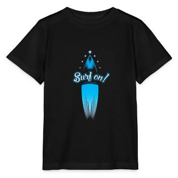Surfbrett blau - Stanley/Stella Kinder T-Shirt MINI CREATOR  - Schwarz - Vorne - Mikhail (115cm)