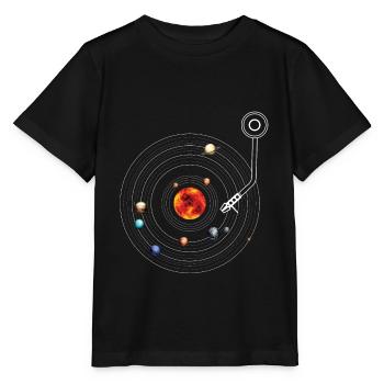 Turntable Solar System Vinyl Planets Moons - T-shirt bio MINI CREATOR Stanley/Stella Enfant - noir - Devant - Mikhail (115cm)