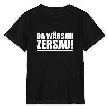 Sachsen T-Shirt sächsischer Dialekt Osten fluchen - Stanley/Stella Kinder T-Shirt MINI CREATOR  - Schwarz - Vorne - Mikhail (115cm)