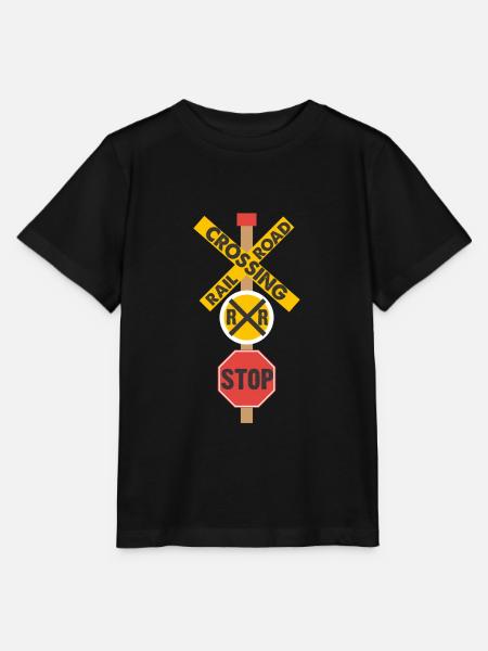 Eisenbahn Überquerung Straßenschild - Stanley/Stella Kinder T-Shirt MINI CREATOR - Schwarz