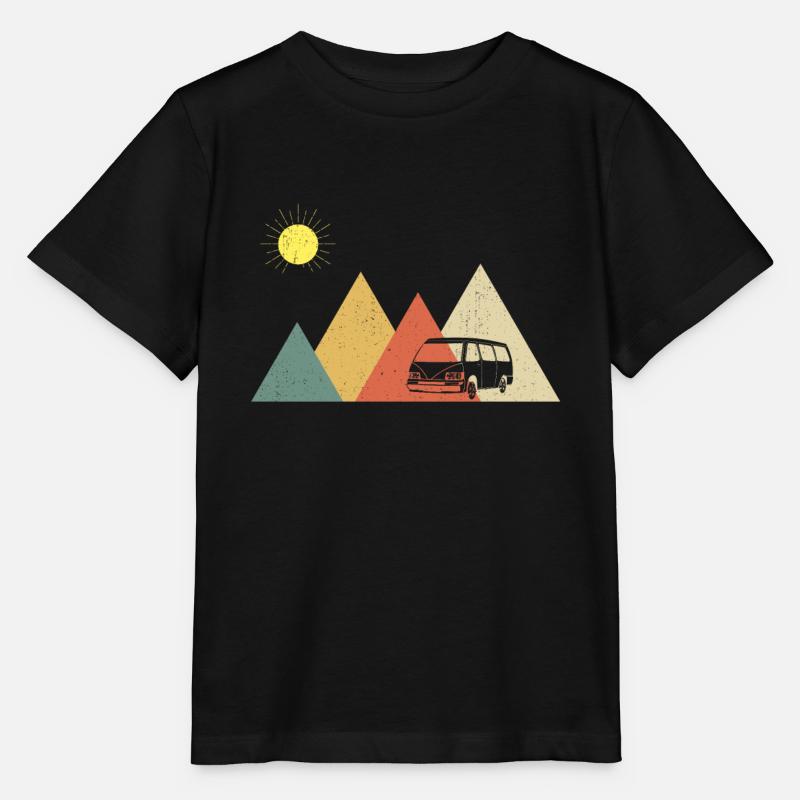 Retro Campervan Vintage Caravan Camping Van - Stanley/Stella Kinder T-Shirt MINI CREATOR - Schwarz