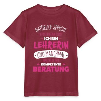 Teacher - Stanley/Stella MINI CREATOR Kids’ T-Shirt - burgundy - Front - Kain (125cm)