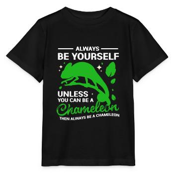 Chameleon Reptile Reptiles Iguana Camouflage Green - Stanley/Stella MINI CREATOR Kids’ T-Shirt - black - Front - Mikhail (115cm)
