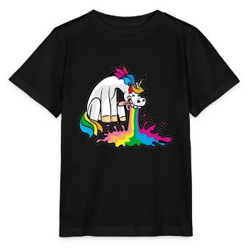 Pooping Unicorn Poop Passing Breaking Funny - Stanley/Stella MINI CREATOR Kids’ T-Shirt - black - Front - Mikhail (115cm)