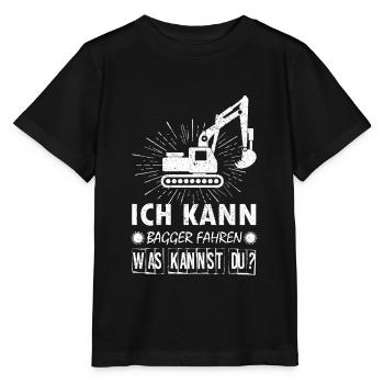 Baggerfahrer Bagger baggern · Kann Bagger fahren - Stanley/Stella Kinder T-Shirt MINI CREATOR  - Schwarz - Vorne - Mikhail (115cm)