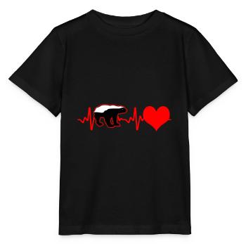 Honigdachs Herzschlag - Stanley/Stella Kinder T-Shirt MINI CREATOR  - Schwarz - Vorne - Mikhail (115cm)