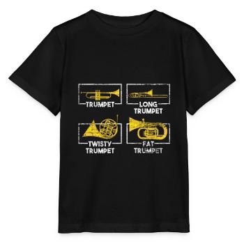 Trompete Blasinstrument - Stanley/Stella Kinder T-Shirt MINI CREATOR  - Schwarz - Vorne - Mikhail (115cm)