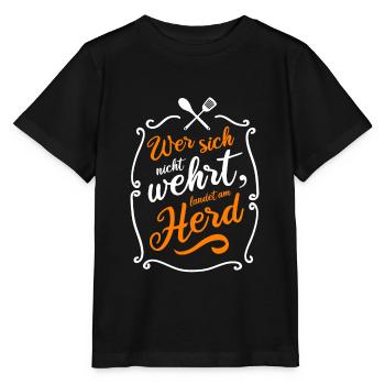 Celui qui ne résiste pas finit au fourneau - T-shirt bio MINI CREATOR Stanley/Stella Enfant - noir - Devant - Mikhail (115cm)