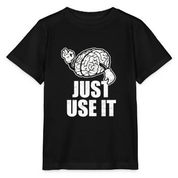 Brain clever witty saying think school teacher - Stanley/Stella MINI CREATOR Kids’ T-Shirt - black - Front - Mikhail (115cm)