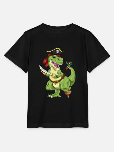 T-Rex Pirat Dinosaurier Seeräuber Piratenkostüm - Stanley/Stella Kinder T-Shirt MINI CREATOR - Schwarz