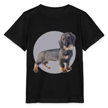 Dackel Welpen - Stanley/Stella Kinder T-Shirt MINI CREATOR  - Schwarz - Vorne - Mikhail (115cm)