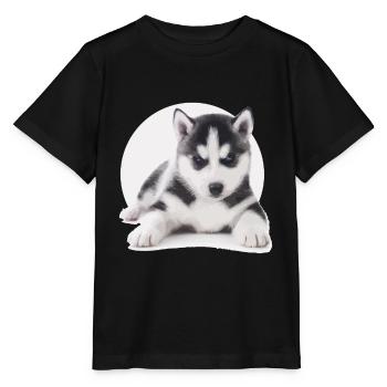 Husky Welpen - Stanley/Stella Kinder T-Shirt MINI CREATOR  - Schwarz - Vorne - Mikhail (115cm)