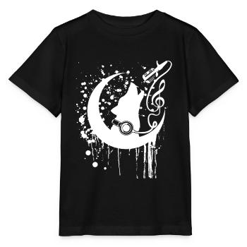 weißer Schäferhund Musik Shirt mit Notenschlüssel - Stanley/Stella Kinder T-Shirt MINI CREATOR  - Schwarz - Vorne - Mikhail (115cm)