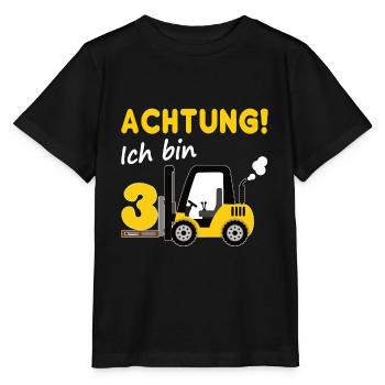Chariot élévateur 3e anniversaire cadeau 3 ans - T-shirt bio MINI CREATOR Stanley/Stella Enfant - noir - Devant - Mikhail (115cm)