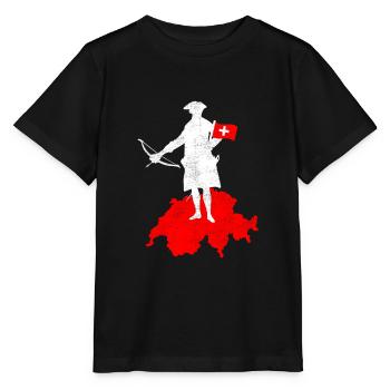 Schweiz Schweizer Schild Wilhelm Tell Geschenk - Stanley/Stella Kinder T-Shirt MINI CREATOR  - Schwarz - Vorne - Mikhail (115cm)