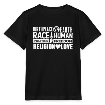 Lieu de naissance Earth Race Politique Humaine Liberté Amour - T-shirt bio MINI CREATOR Stanley/Stella Enfant - noir - Devant - Mikhail (115cm)