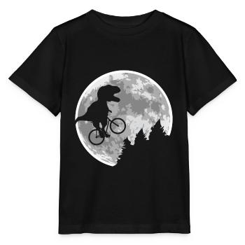Dino Fahrrad Fliegen Mond - Stanley/Stella Kinder T-Shirt MINI CREATOR  - Schwarz - Vorne - Mikhail (115cm)