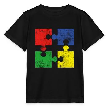 Puzzle - T-shirt bio MINI CREATOR Stanley/Stella Enfant - noir - Devant - Mikhail (115cm)