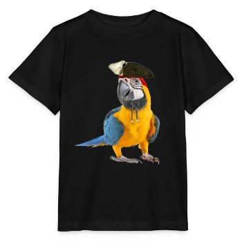 Papagei der Karibik Vogel Piraten-Look Halloween - Stanley/Stella Kinder T-Shirt MINI CREATOR  - Schwarz - Vorne - Mikhail (115cm)