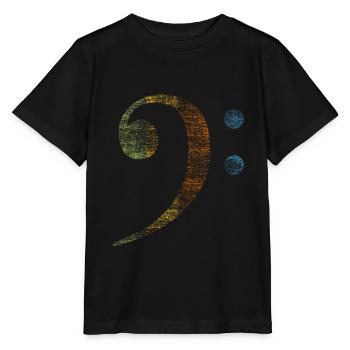 Gitarre Bassschlüssel - Stanley/Stella Kinder T-Shirt MINI CREATOR  - Schwarz - Vorne - Mikhail (115cm)