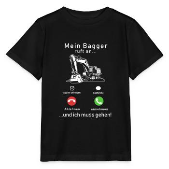 Mon excavateur appelle - T-shirt bio MINI CREATOR Stanley/Stella Enfant - noir - Devant - Mikhail (115cm)