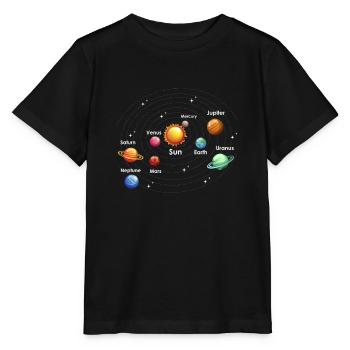 Planètes de l’univers - T-shirt bio MINI CREATOR Stanley/Stella Enfant - noir - Devant - Mikhail (115cm)