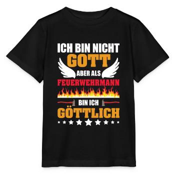 Als Feuerwehrmann Bin Ich Göttlich - Stanley/Stella Kinder T-Shirt MINI CREATOR  - Schwarz - Vorne - Mikhail (115cm)