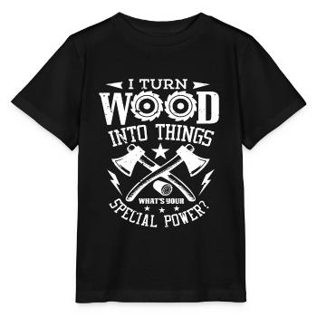 Ich mache Holz zu Dingen, was Ihr Power-T-Shirt ist - Stanley/Stella Kinder T-Shirt MINI CREATOR  - Schwarz - Vorne - Mikhail (115cm)