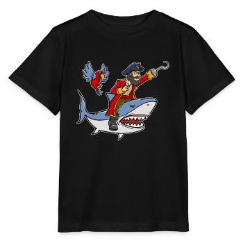Pirate pirate shark shark parrot gift - Stanley/Stella MINI CREATOR Kids’ T-Shirt - black - Front - Mikhail (115cm)