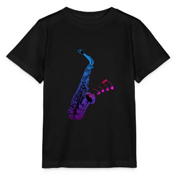 saxophone - Stanley/Stella MINI CREATOR Kids’ T-Shirt - black - Front - Mikhail (115cm)