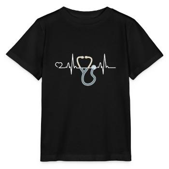 Doctor Heartbeat Medical Degree Doctorate Gift - Stanley/Stella MINI CREATOR Kids’ T-Shirt - black - Front - Mikhail (115cm)