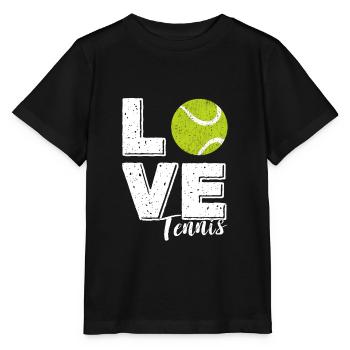 Ich Liebe Tennis Tennisball LOVE TENNIS - Stanley/Stella Kinder T-Shirt MINI CREATOR  - Schwarz - Vorne - Mikhail (115cm)