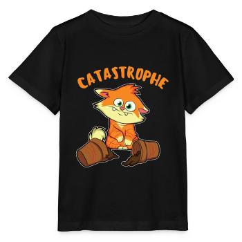 Catastrophe, idée drôle de cadeau de bande dessinée drôle de chat - T-shirt bio MINI CREATOR Stanley/Stella Enfant - noir - Devant - Mikhail (115cm)