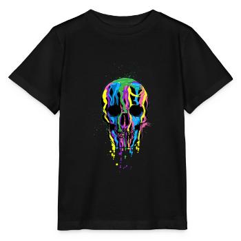 Totenkopf in Regenbogenfarben LGBT Halloween - Stanley/Stella Kinder T-Shirt MINI CREATOR  - Schwarz - Vorne - Mikhail (115cm)