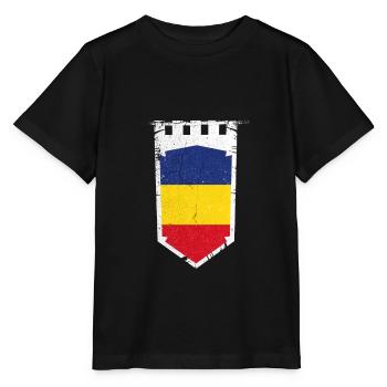 Rumänien Wappen Bukarest - Stanley/Stella Kinder T-Shirt MINI CREATOR  - Schwarz - Vorne - Mikhail (115cm)