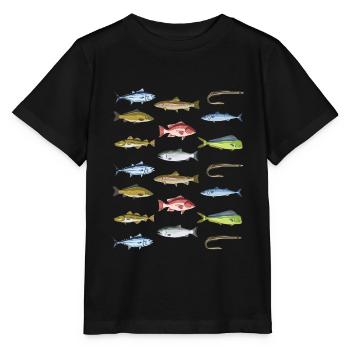 Hochseeangeln Angler Geschenk Fischarten - Stanley/Stella Kinder T-Shirt MINI CREATOR  - Schwarz - Vorne - Mikhail (115cm)