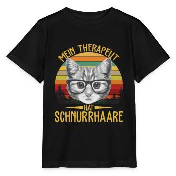 Mein Therapeut Hat Schnurrhaare Vintage Funny - Stanley/Stella Kinder T-Shirt MINI CREATOR  - Schwarz - Vorne - Mikhail (115cm)