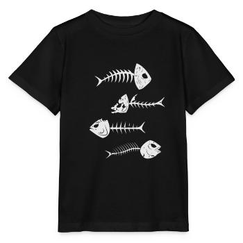 Poisson squelette arête de poisson halloween - T-shirt bio MINI CREATOR Stanley/Stella Enfant - noir - Devant - Mikhail (115cm)