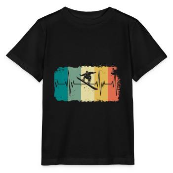 Snowboard Herzschlag Vintage EKG Winter Geschenk - Stanley/Stella Kinder T-Shirt MINI CREATOR  - Schwarz - Vorne - Mikhail (115cm)