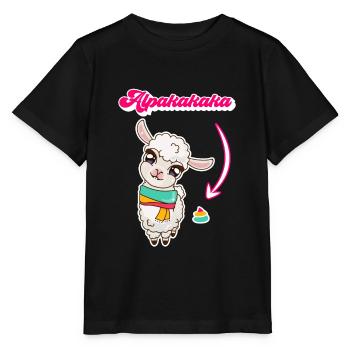 Alpakakaka suesses Alpaka - Stanley/Stella Kinder T-Shirt MINI CREATOR  - Schwarz - Vorne - Mikhail (115cm)