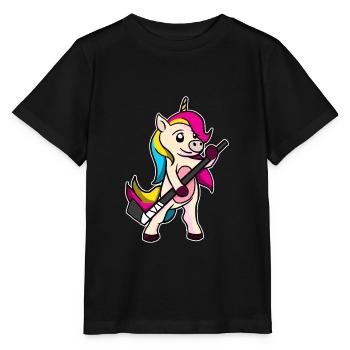 Lustiges Hockey Eishockey Feldhockey Einhorn - Stanley/Stella Kinder T-Shirt MINI CREATOR  - Schwarz - Vorne - Mikhail (115cm)