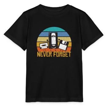 Never Forget Retro Kassette VHS Diskette Geschenk - Stanley/Stella Kinder T-Shirt MINI CREATOR  - Schwarz - Vorne - Mikhail (115cm)