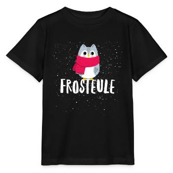 Frosteule Chouette avec écharpe - T-shirt bio MINI CREATOR Stanley/Stella Enfant - noir - Devant - Mikhail (115cm)