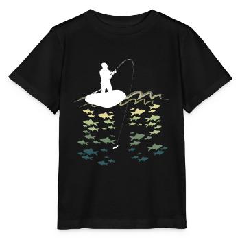 Pêche pêche pêche - T-shirt bio MINI CREATOR Stanley/Stella Enfant - noir - Devant - Mikhail (115cm)