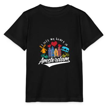 Amsterdam Moulin à vent vélo vieille ville - T-shirt bio MINI CREATOR Stanley/Stella Enfant - noir - Devant - Mikhail (115cm)
