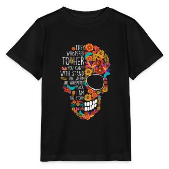 Hippie Mutter Blume Zucker Schädel Blumen - Stanley/Stella Kinder T-Shirt MINI CREATOR  - Schwarz - Vorne - Mikhail (115cm)