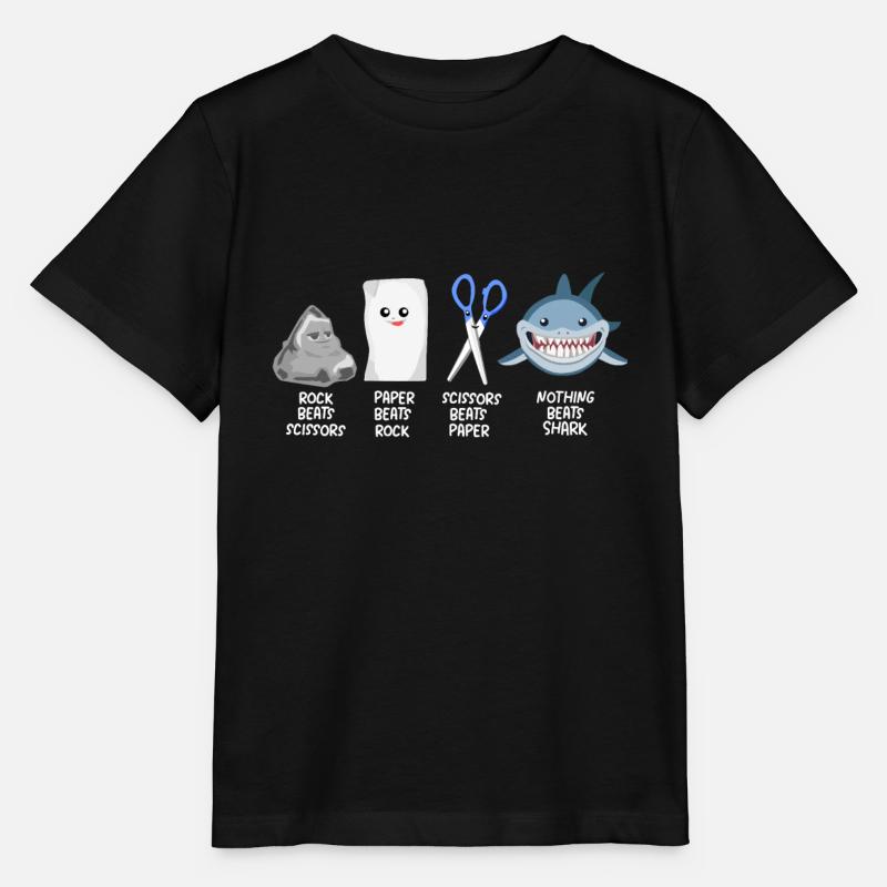 Ciseaux enfants requins de papier pierre - T-shirt bio MINI CREATOR Stanley/Stella Enfant - noir