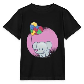 Puzzle ballon bébé éléphant - T-shirt bio MINI CREATOR Stanley/Stella Enfant - noir - Devant - Mikhail (115cm)